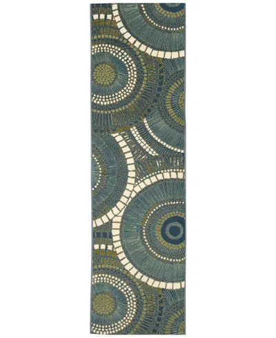 Liora Manne Marina Circles 1'11"x7'6" Runner Area Rug In Azure