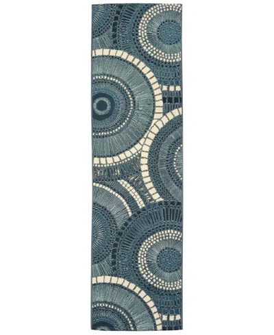 Liora Manne Marina Circles 1'11"x7'6" Runner Area Rug In Blue,ivory