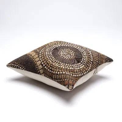 Liora Manne Marina Circles Indoor/outdoor Pillow 18" X 18" In Brown
