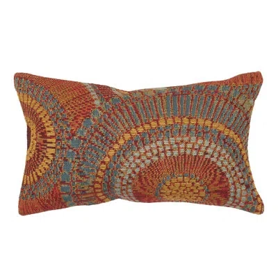 Liora Manne Marina Circles Indoor/outdoor Pillow Saffron 12" X 18" In Red,orange