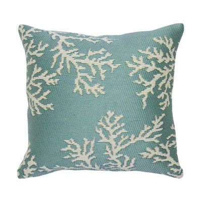 Liora Manne Marina Coral Edge Indoor/outdoor Square Throw Cushion In Aqua,ivory