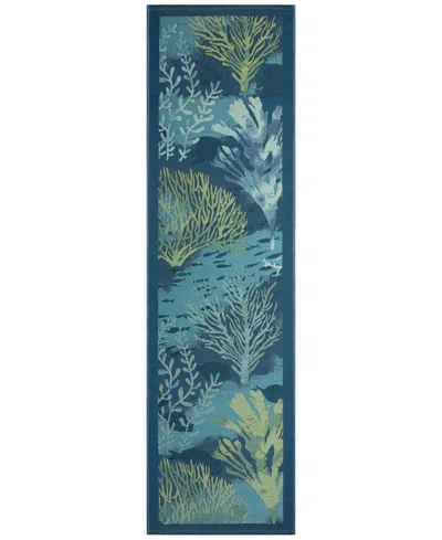 Liora Manne Marina Coral Garden 1'11"x7'6" Runner Area Rug In Ocean