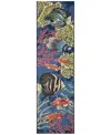 Liora Manne Marina Fish 1'11"x7'6" Runner Area Rug In Navy