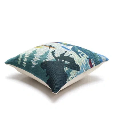 Liora Manne Marina Lake Life Indoor/outdoor Blue/green/ivory Square Throw Cushion Cover