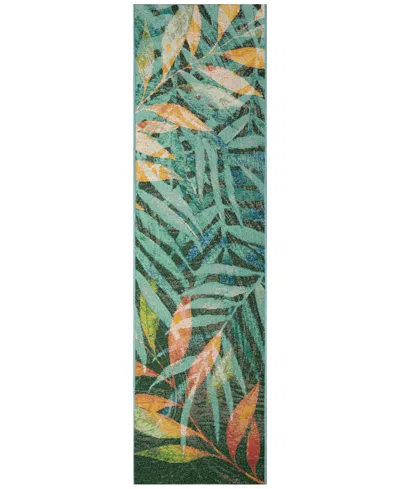 Liora Manne Marina Leaves 1'11"x7'6" Runner Area Rug In Blue
