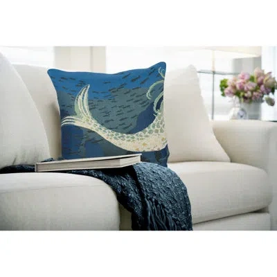 Liora Manne Marina Mermaids Are Real Indoor/outdoor Ocean Square Throw Cushion Cover In Blue;ocean