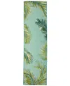 Liora Manne Marina Palm Border 1'11"x7'6" Runner Area Rug In Aqua