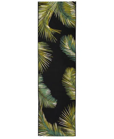 Liora Manne Marina Palm Border 1'11"x7'6" Runner Area Rug In Black