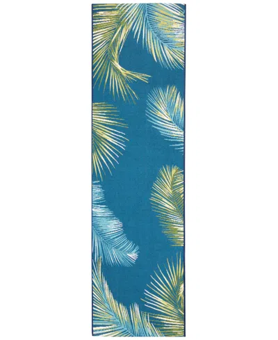 Liora Manne Marina Palm Border 1'11"x7'6" Runner Area Rug In Navy