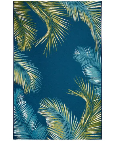 Liora Manne Marina Palm Border 4'10"x7'6" Area Rug In Navy