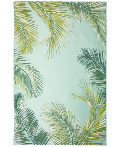 Liora Manne Marina Palm Border 6'6"x9'4" Area Rug In Aqua