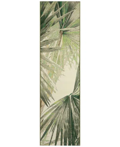 Liora Manne Marina Palm Fan 1'11"x7'6" Runner Area Rug In Green