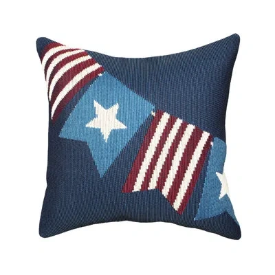 Liora Manne Marina Pround Pennants Indoor/outdoor Pillow In Navy