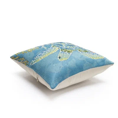 Liora Manne Marina Seaturtle Garden Indoor/outdoor Blue Square Throw Cushion Cover In Blue;ocean
