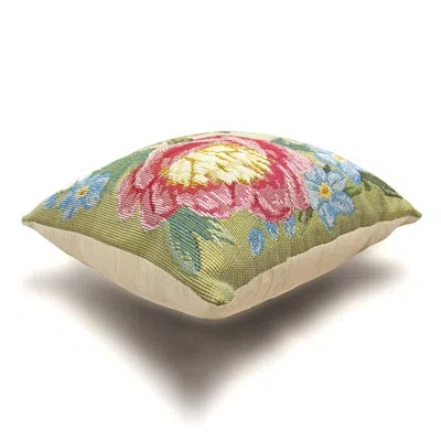 Liora Manne Marina Secret Garden Indoor/outdoor Floral Pillow Cover & Insert In Pistachio