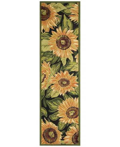 Liora Manne Marina Sunflowers 1'11"x7'6" Runner Area Rug In Black