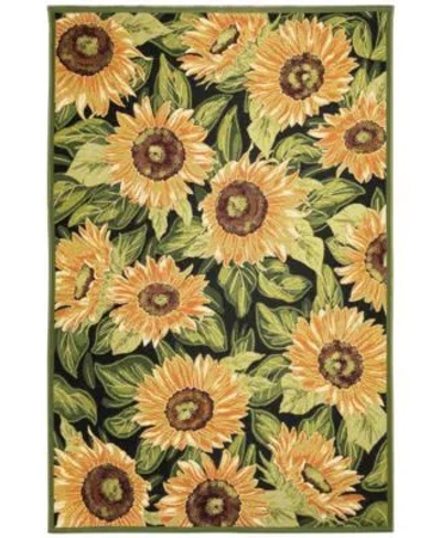 Liora Manne Marina Sunflowers Rug Collection In Black