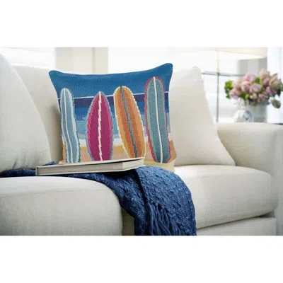 Liora Manne Marina Surf Break Indoor/outdoor Blue/pink/orange Square Throw Cushion Cover