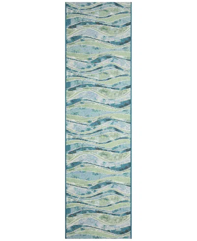 Liora Manne Marina Wave 1'11"x7'6" Runner Area Rug In Blue