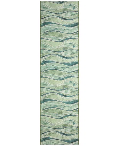 Liora Manne Marina Wave 1'11"x7'6" Runner Area Rug In Green