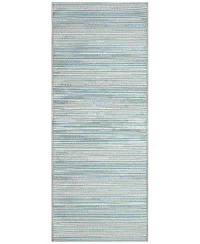 Liora Manne Miranda Tweed Stripe 1'11"x4'11" Runner Area Rug In Aqua