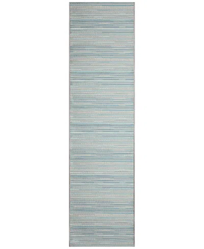 Liora Manne Miranda Tweed Stripe 1'11"x7'6" Runner Area Rug In Aqua