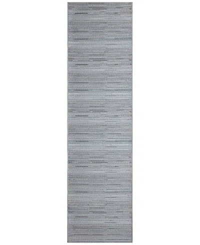 Liora Manne Miranda Tweed Stripe 1'11"x7'6" Runner Area Rug In Denim