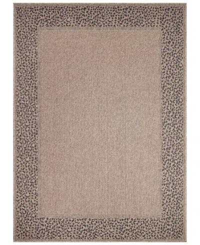 Liora Manne Monaco Leopard Border 7'10"x9'10" Area Rug In Taupe