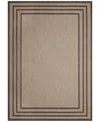 Liora Manne Monaco Striped Border 1'11"x7'6" Runner Area Rug In Taupe