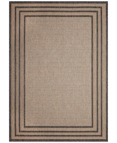 Liora Manne Monaco Striped Border 1'11"x7'6" Runner Area Rug In Taupe
