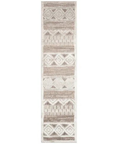 Liora Manne Napoli Diamond Stripe 1'11"x7'6" Runner Area Rug In Camel