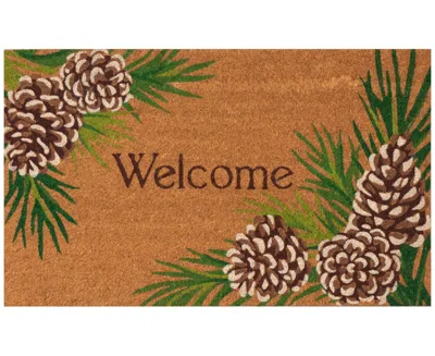 Liora Manne Natura Pinecone Border 1'6"x2'6" Area Rug In Tan