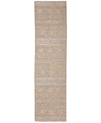 Liora Manne Orly Stripe 1'11" X 7'6" Runner Outdoor Area Rug In Beige