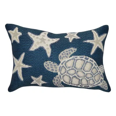 Liora Manne Polyester Throw Square Indoor/outdoor Pillow Cover And Insert In Blue