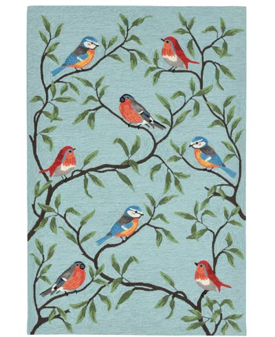 Liora Manne Ravella 2270 Birds On Branches Blue 3'6" X 5'6" Indoor/outdoor Area Rug