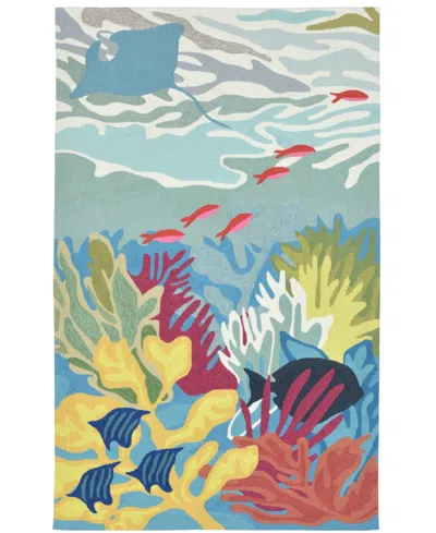 Liora Manne Ravella 2275 Ocean View Blue 8' Indoor/outdoor Round Area Rug