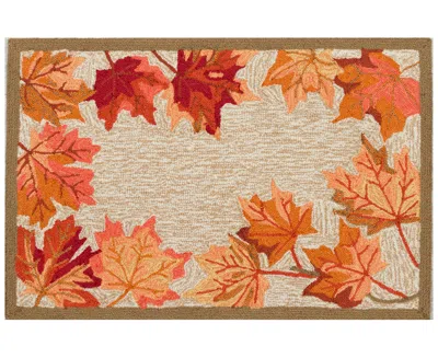 Liora Manne Ravella Falling Leaves Border 2'x3' Area Rug In Tan