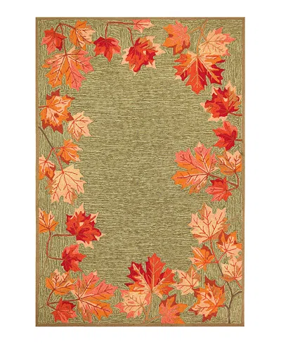 Liora Manne Ravella Falling Leaves Border Area Rug, 5' X 7'6 In Green
