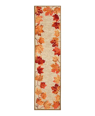 Liora Manne Ravella Falling Leaves Border Runner Area Rug, 2' X 8' In Neutral