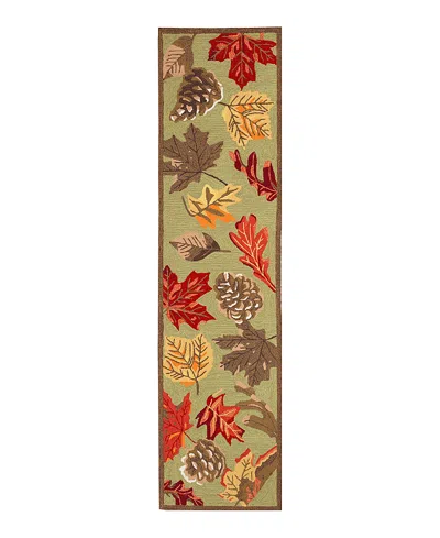 Liora Manne Ravella Falling Leaves Runner Area Rug, 2' X 8' In Moss