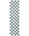 Liora Manne Savannah Checkerboard 2'x7'6" Runner Area Rug In Blue