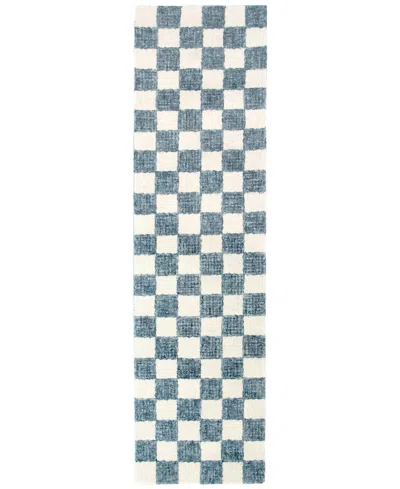 Liora Manne Savannah Checkerboard 2'x7'6" Runner Area Rug In Blue