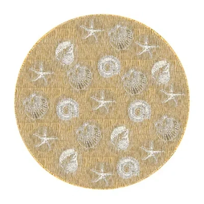 Liora Manne Shells Indoor Outdoor Rectangular Accent Rug In Gold