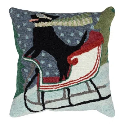 Liora Manne Sledding Dog Outdoor Throw Pillow