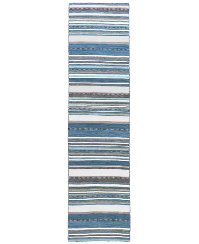 Liora Manne Sonoma Malibu Stripe 2' X 8' Runner Outdoor Area Rug In Blue