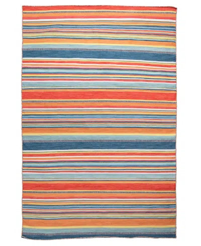 Liora Manne Sonoma Malibu Stripe 5' X 7'6" Outdoor Area Rug In Orange