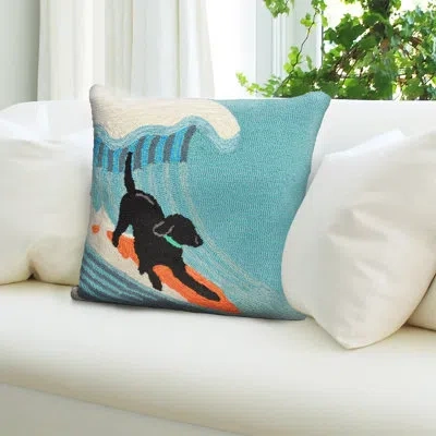 Liora Manne Surfing Dog Ocean Outdoor Square Pillow Cover & Insert