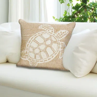 Liora Manne Turtle Indoor/outdoor Square Throw Pillow In Natural