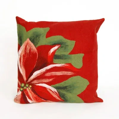 Liora Manne Visions Ii Poinsettia Outdoor Square Pillow Cover & Insert