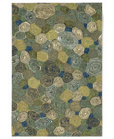 Liora Manne Visions Iii Giant Swirls 2' X 3' Outdoor Area Rug In Green,blue